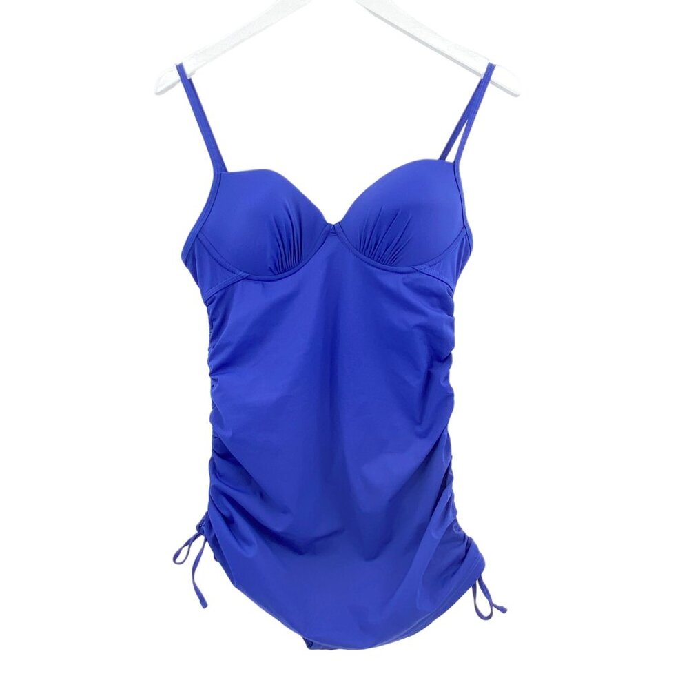 Assets by Spanx Swim Dress size medium blue cruise beach one piece slimming
